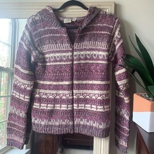 CABELA'S purple fair isle knit zip-up cardigan sweater (size small) ✨